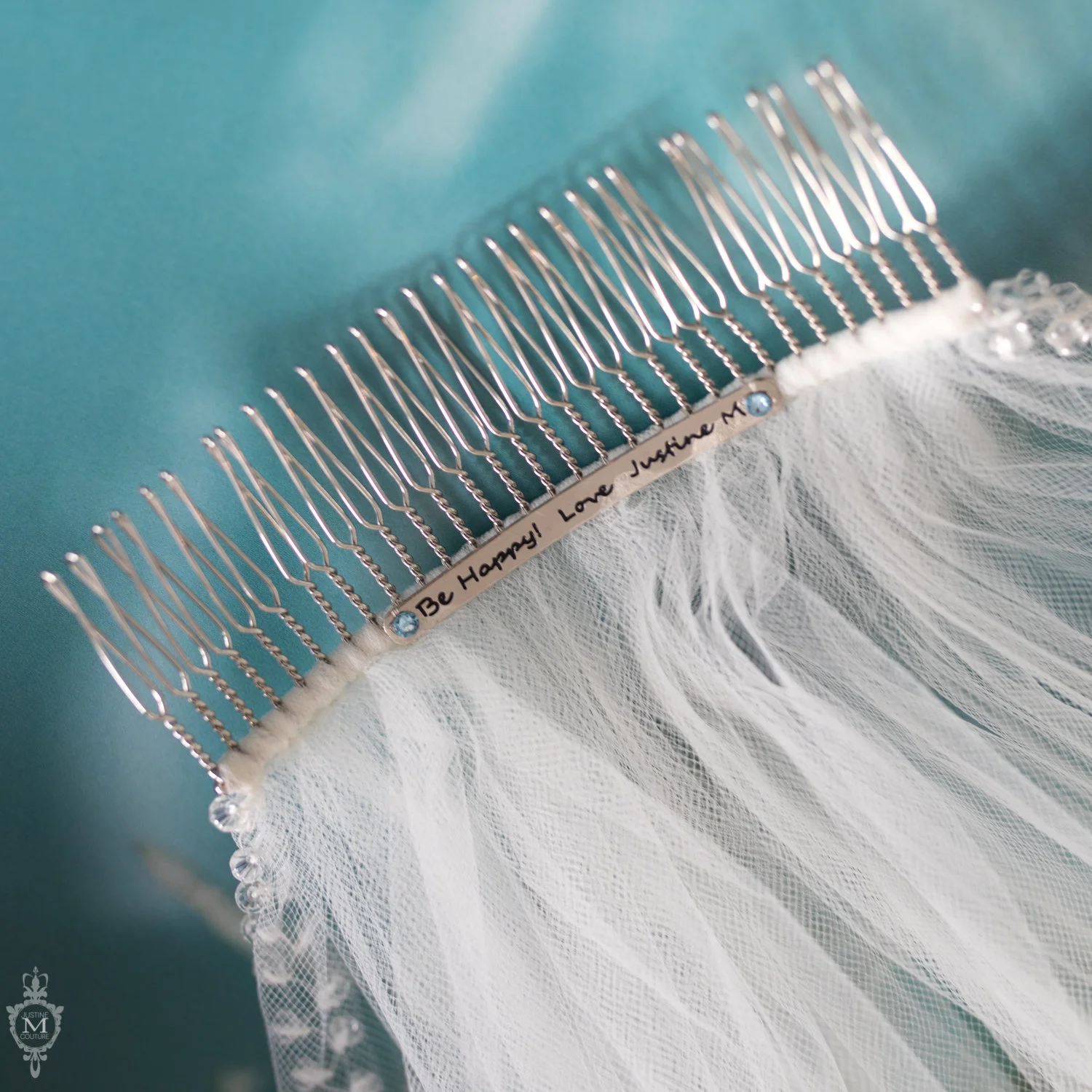 silver rhinestone scatter Harmoney bridal veil by Justine M